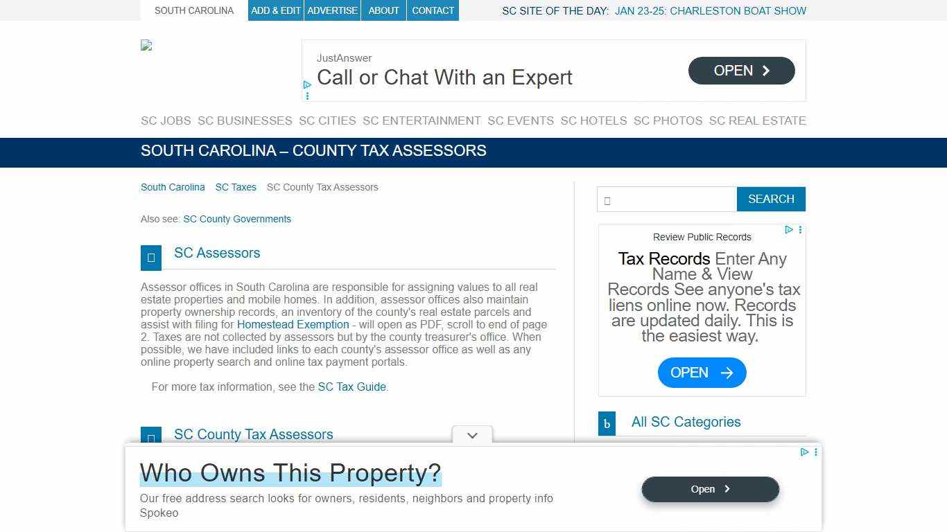 South Carolina - County Tax Assessors